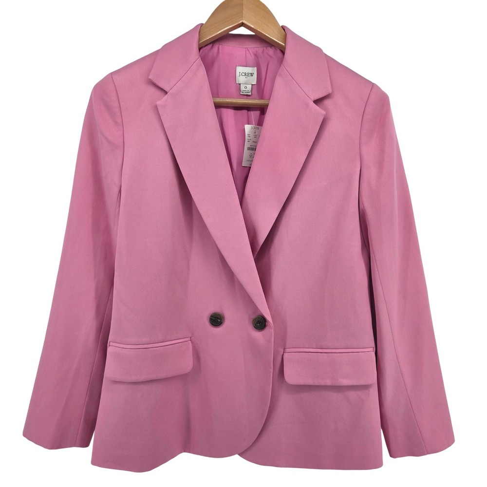 J. Crew Pink Drapey Twill Double Breasted Blazer Suit Jacket Women Size 0